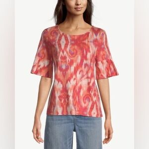 Chicos Ikat Flutter-Sleeve Top